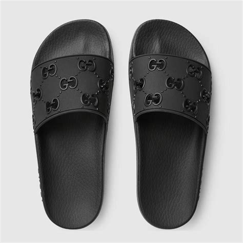 black gucci slides women|gucci slides black worn.